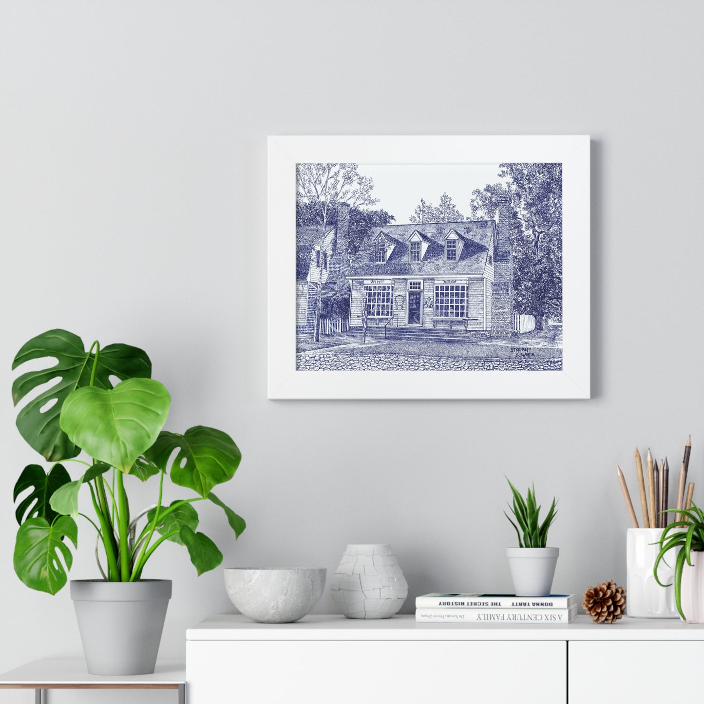 Colonial Williamsburg's William Pitt Shop in Blue Framed Poster