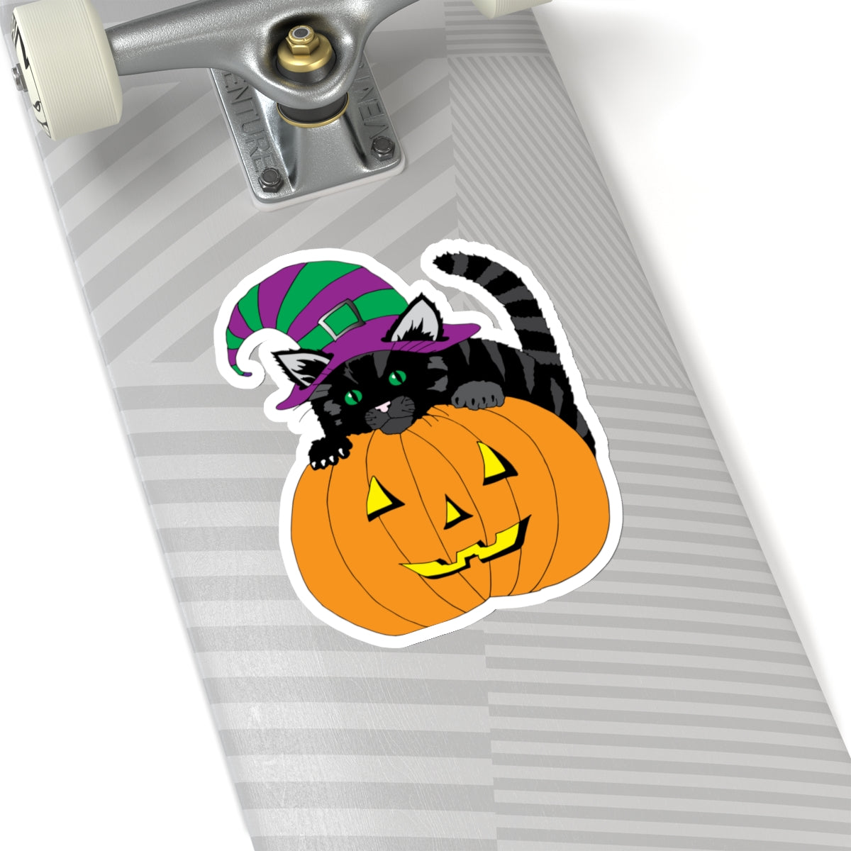 Kitten on Jack O' Lantern Kiss-Cut Stickers