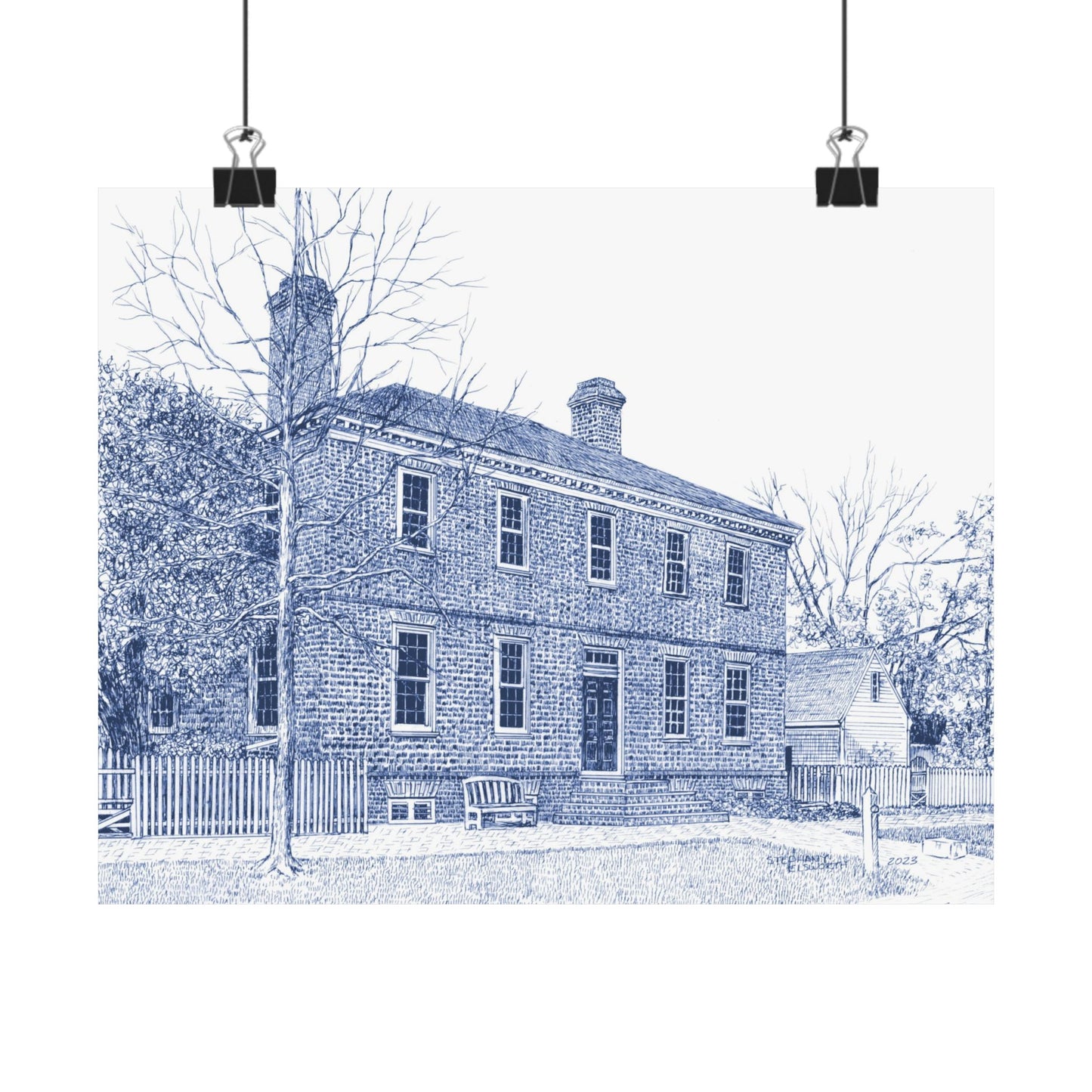 Colonial Williamsburg's Wythe House in Blue Poster — Matte Horizontal Architectural Print