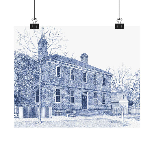 Colonial Williamsburg's Wythe House in Blue Poster — Matte Horizontal Architectural Print