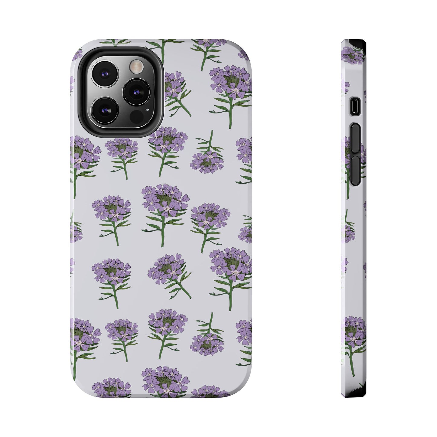 Purple Wildflower Pattern Tough iPhone Cases