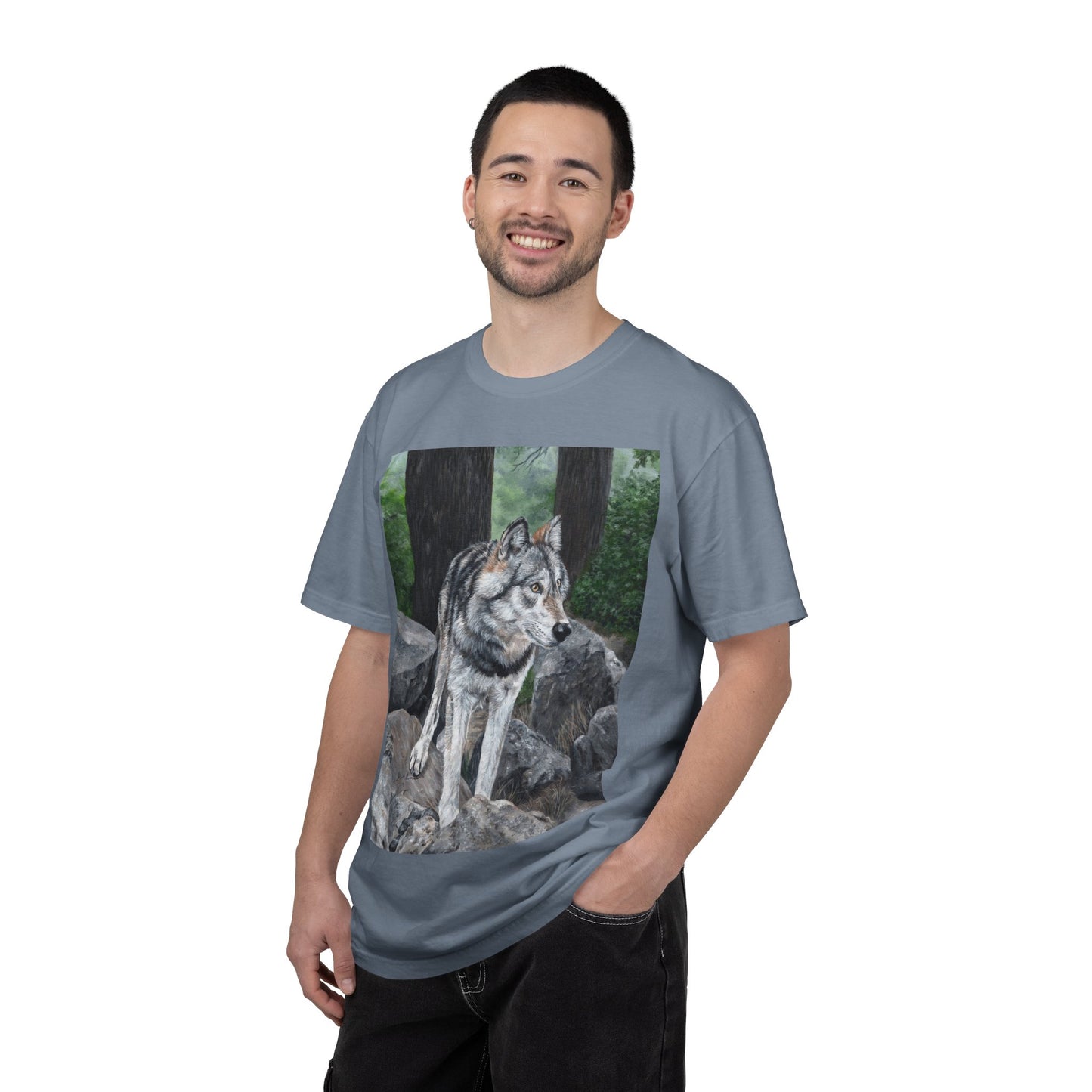 Wolf Portrait T‑Shirt — Realistic Forest Wolf Graphic Tee