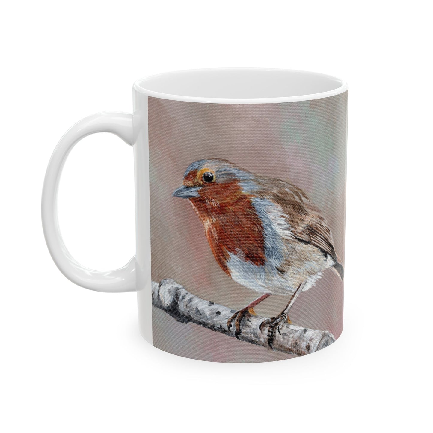 Robin Bird Ceramic Mug — Hand-Painted Style Songbird Coffee Cup (11oz & 15oz)