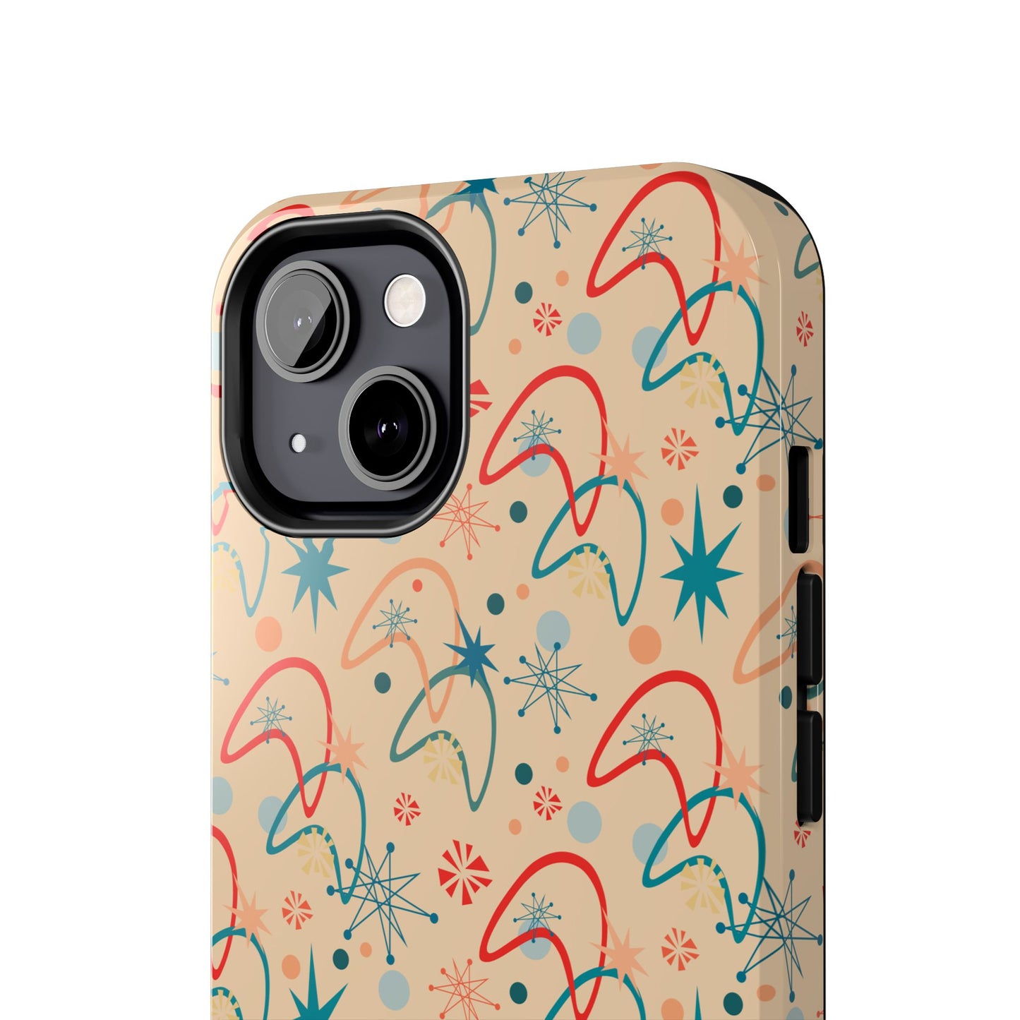 1950s Atomic Age Retro Pattern in Beige Tough iPhone Case