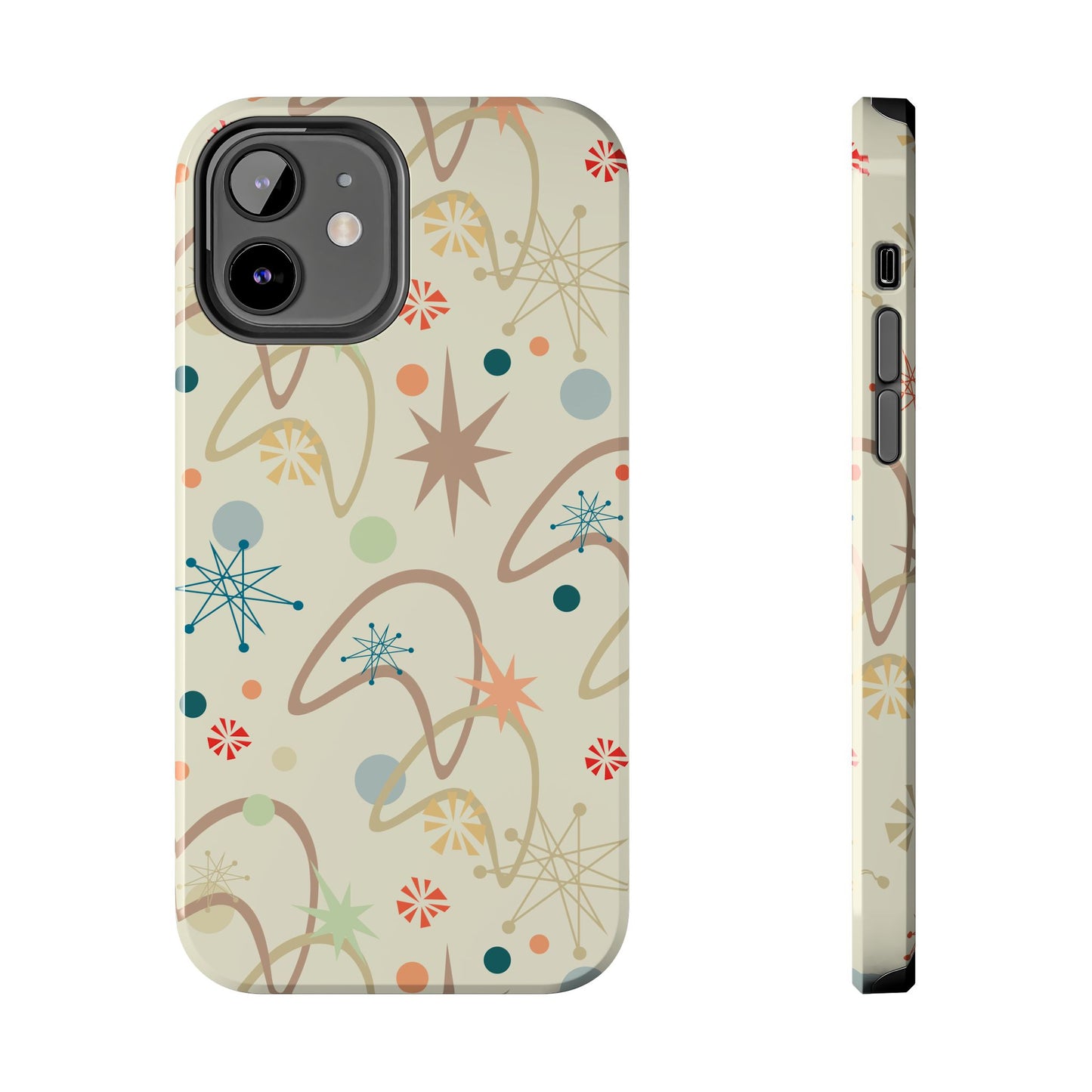 1950s Atomic Age Retro Pattern in Tan Tough iPhone Cases