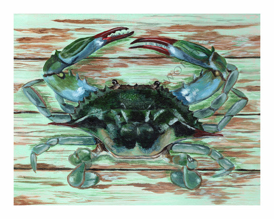 Blue Crab on Planks Giclee Print