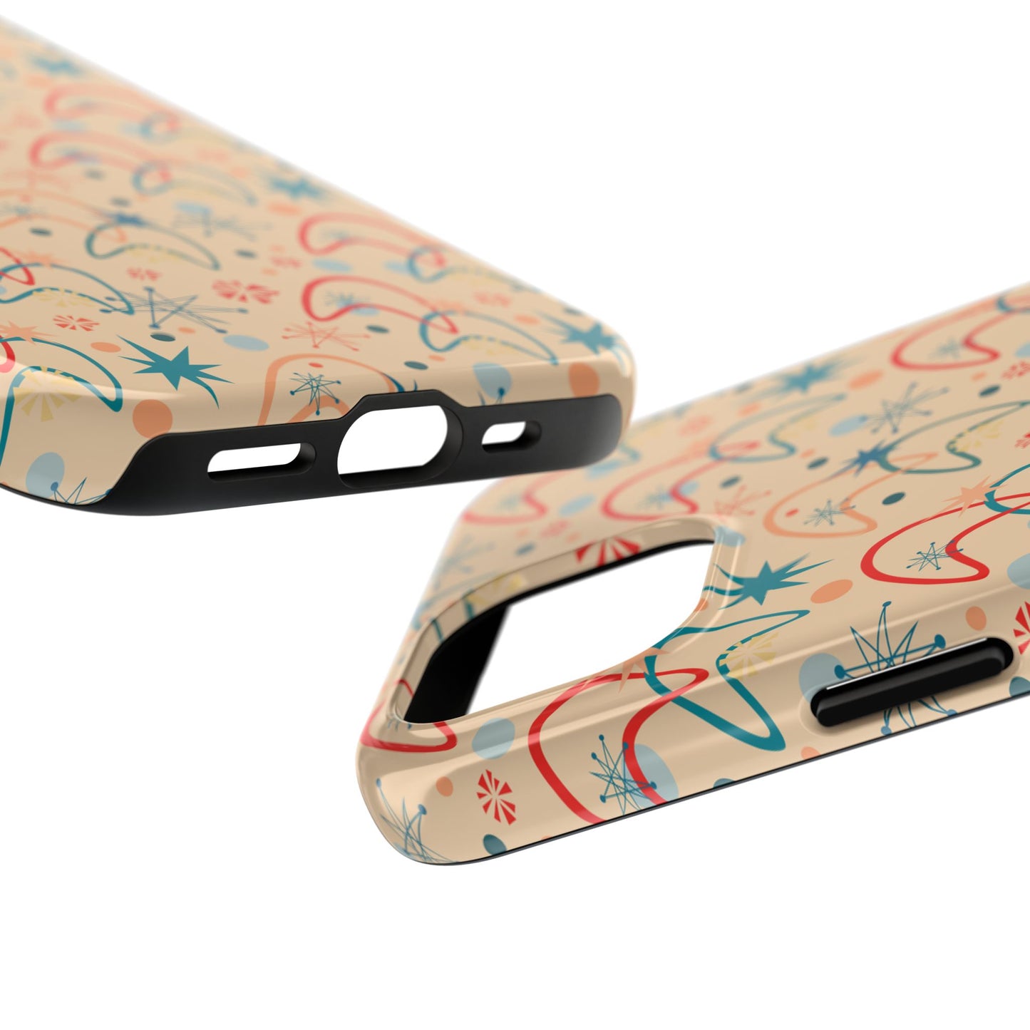 1950s Atomic Age Retro Pattern in Beige Tough iPhone Case