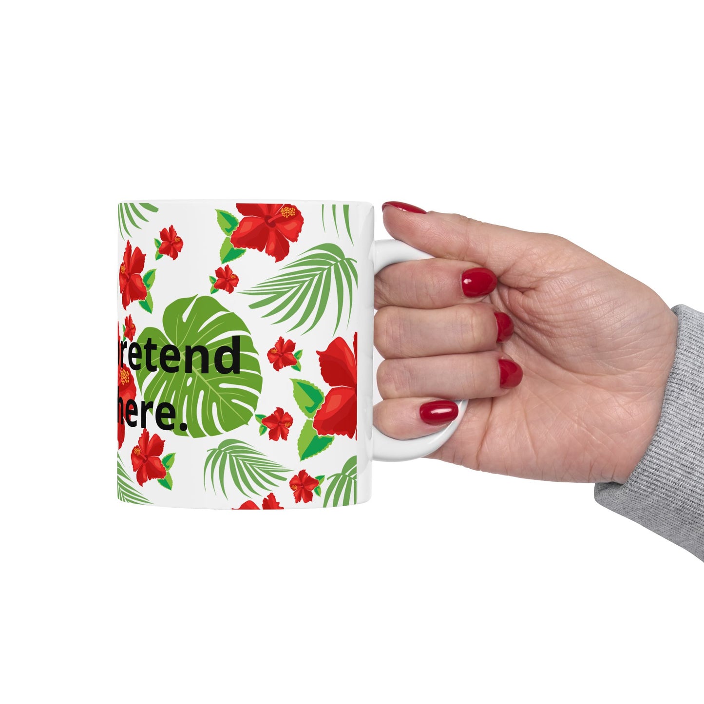 Tropical Hibiscus Mug — Floral Palm Leaf Coffee Cup (11oz/15oz)