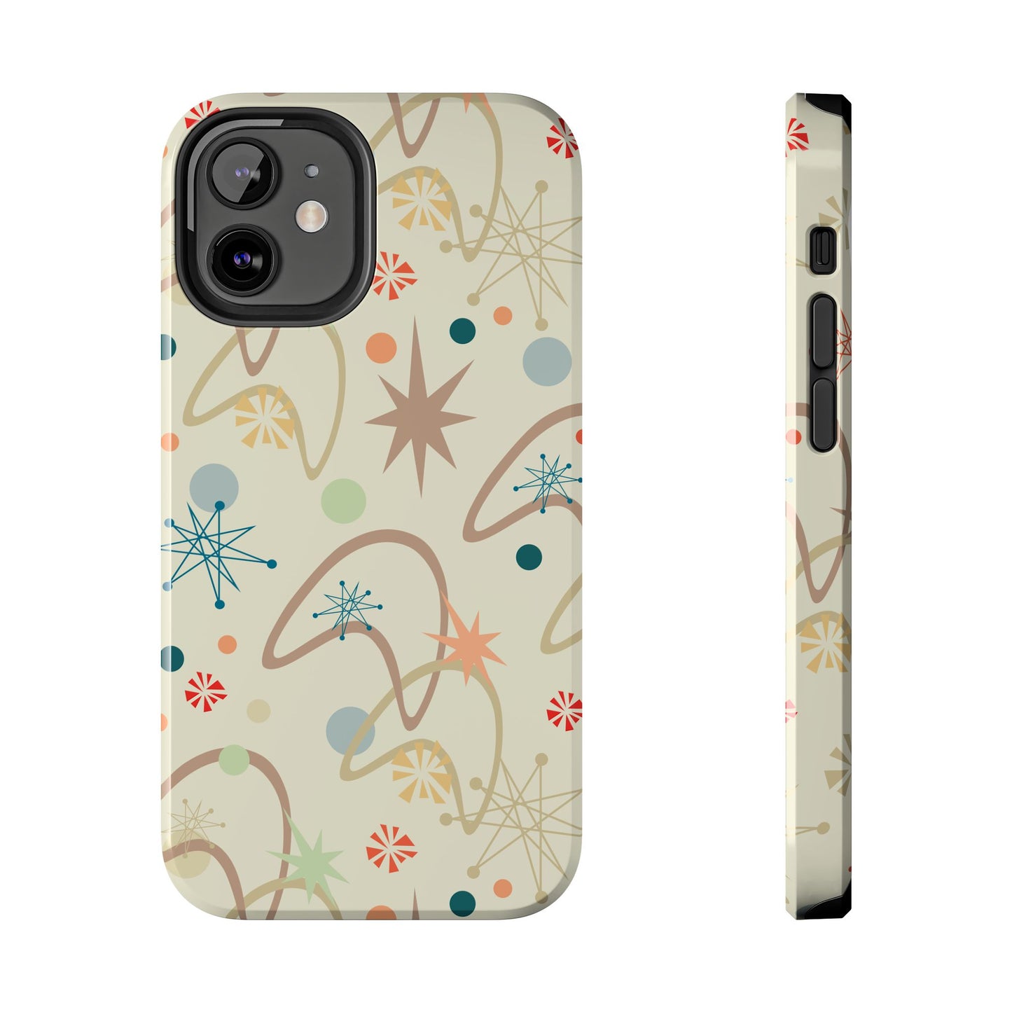 1950s Atomic Age Retro Pattern in Tan Tough iPhone Cases