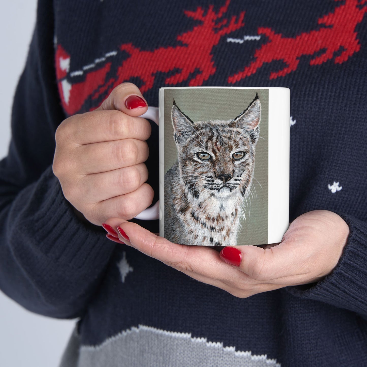 Lynx Portrait Ceramic Mug — Realistic Lynx Art, 11oz & 15oz