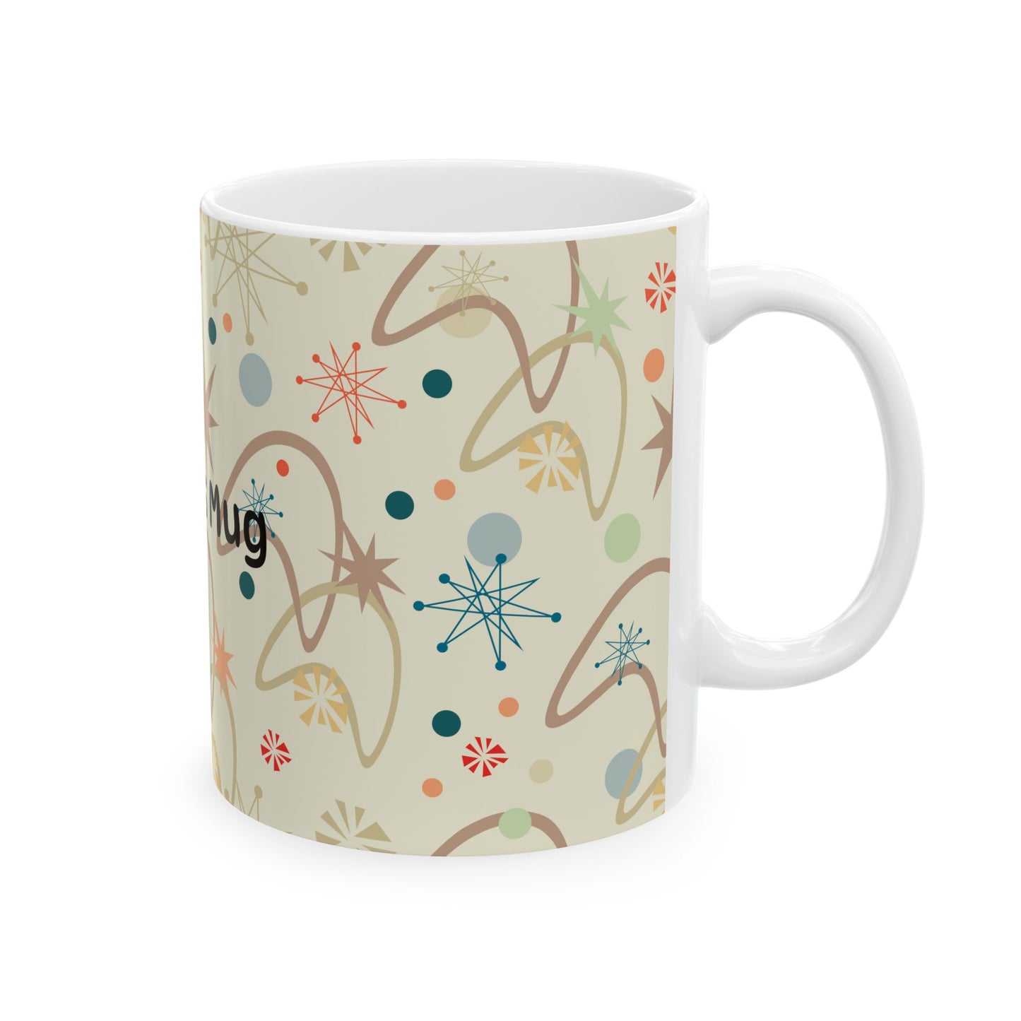 Personalized Retro Starburst Ceramic Mug — Custom Name Coffee Cup (11oz & 15oz)