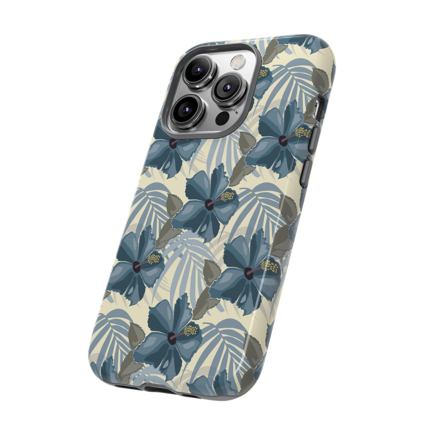 Blue Hibiscus in Earth Tones Tough Phone Cases