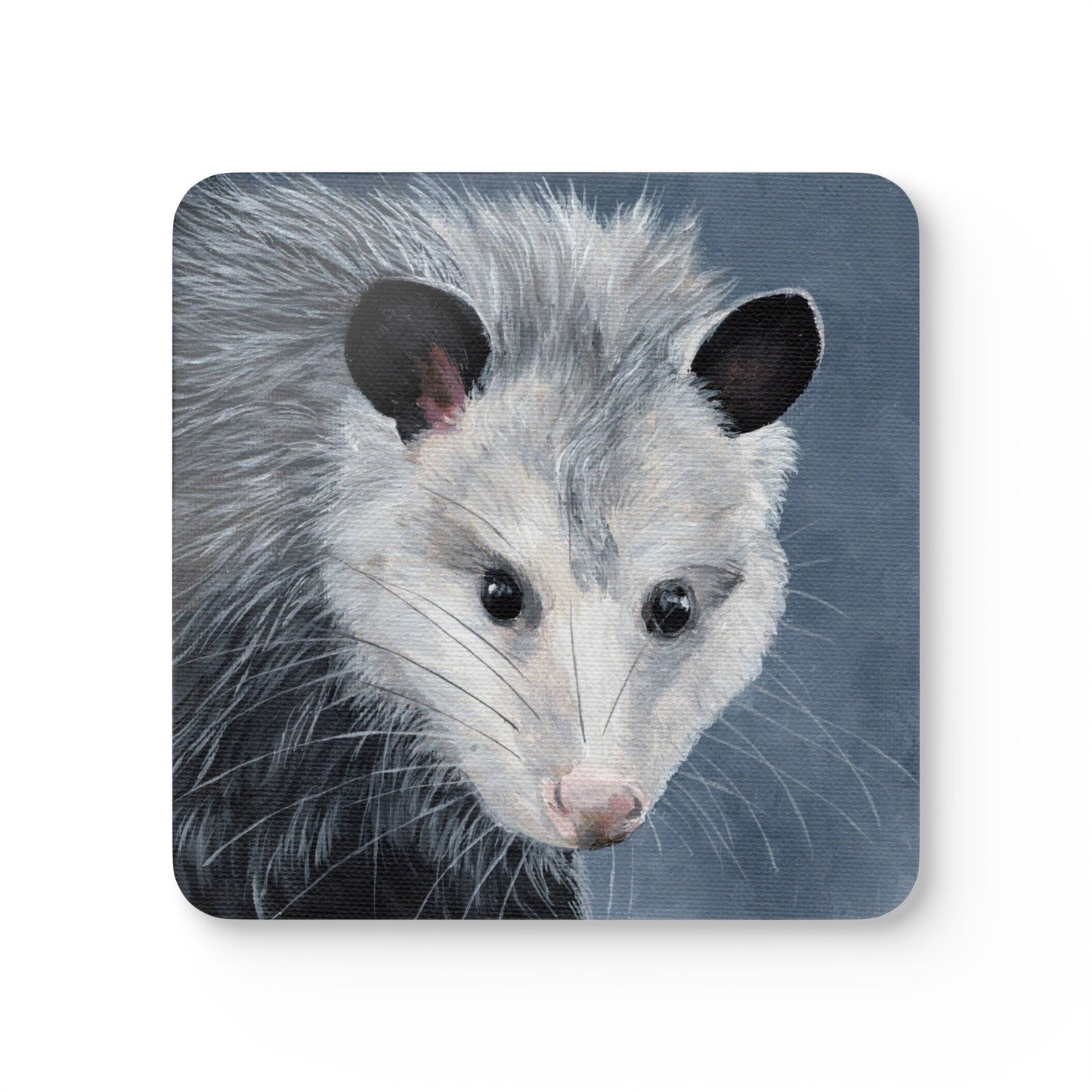 Opossum Cork Coaster Set — Hand-Painted Wildlife Drink Coasters (4-Pack)