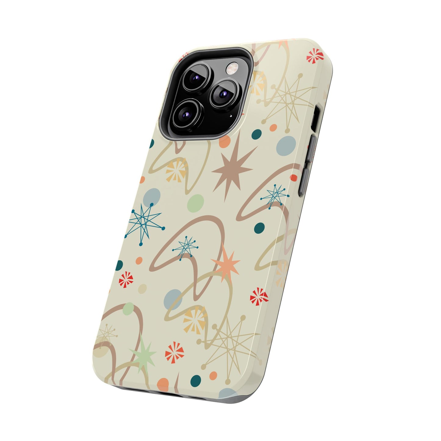 1950s Atomic Age Retro Pattern in Tan Tough iPhone Cases