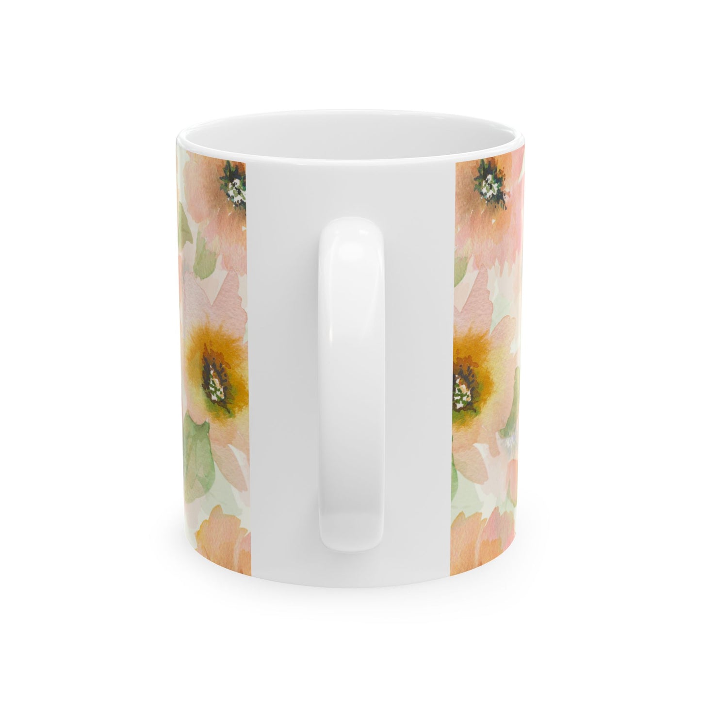 Pink Floral Ceramic Mug 11oz