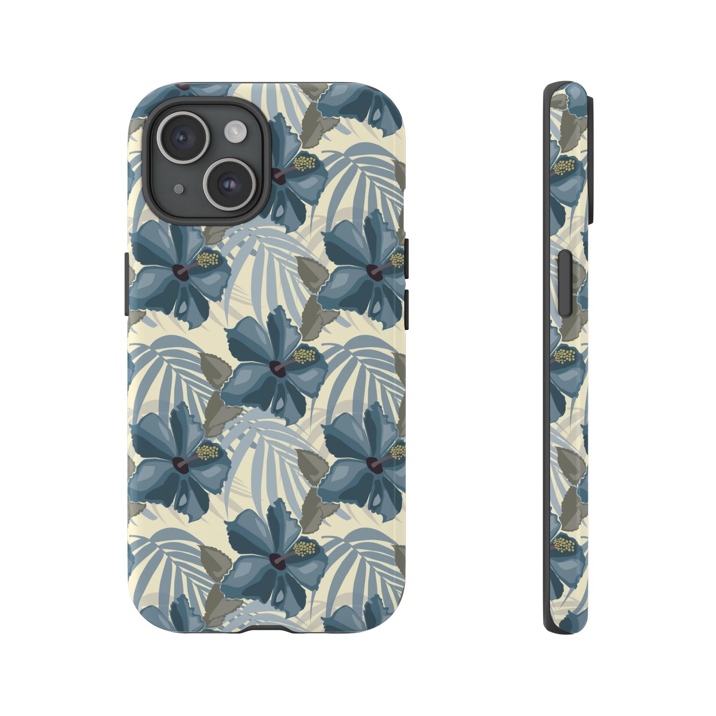 Blue Hibiscus in Earth Tones Tough Phone Cases