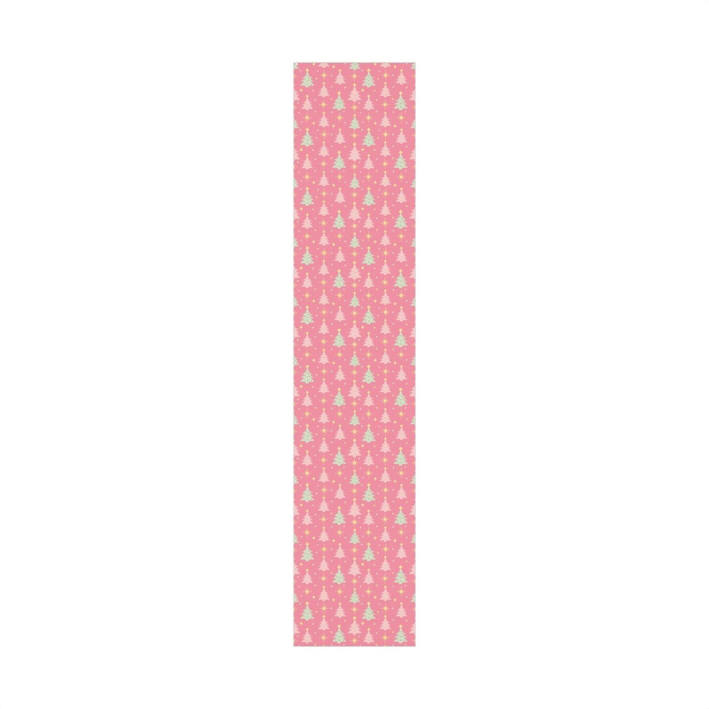 Pink Retro Christmas Tree Gift Wrap Paper — Holiday Wrapping Sheets