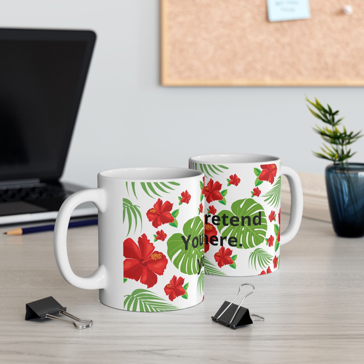 Tropical Hibiscus Mug — Floral Palm Leaf Coffee Cup (11oz/15oz)