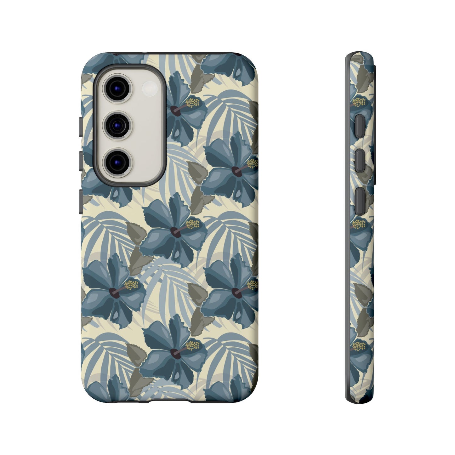 Blue Hibiscus in Earth Tones Tough Phone Cases