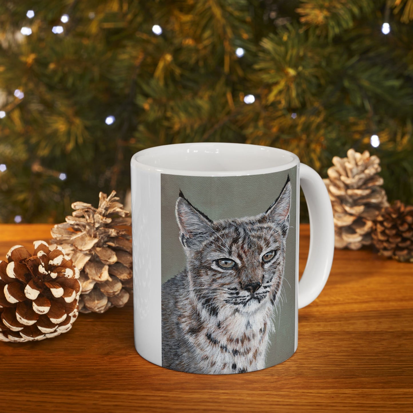 Lynx Portrait Ceramic Mug — Realistic Lynx Art, 11oz & 15oz
