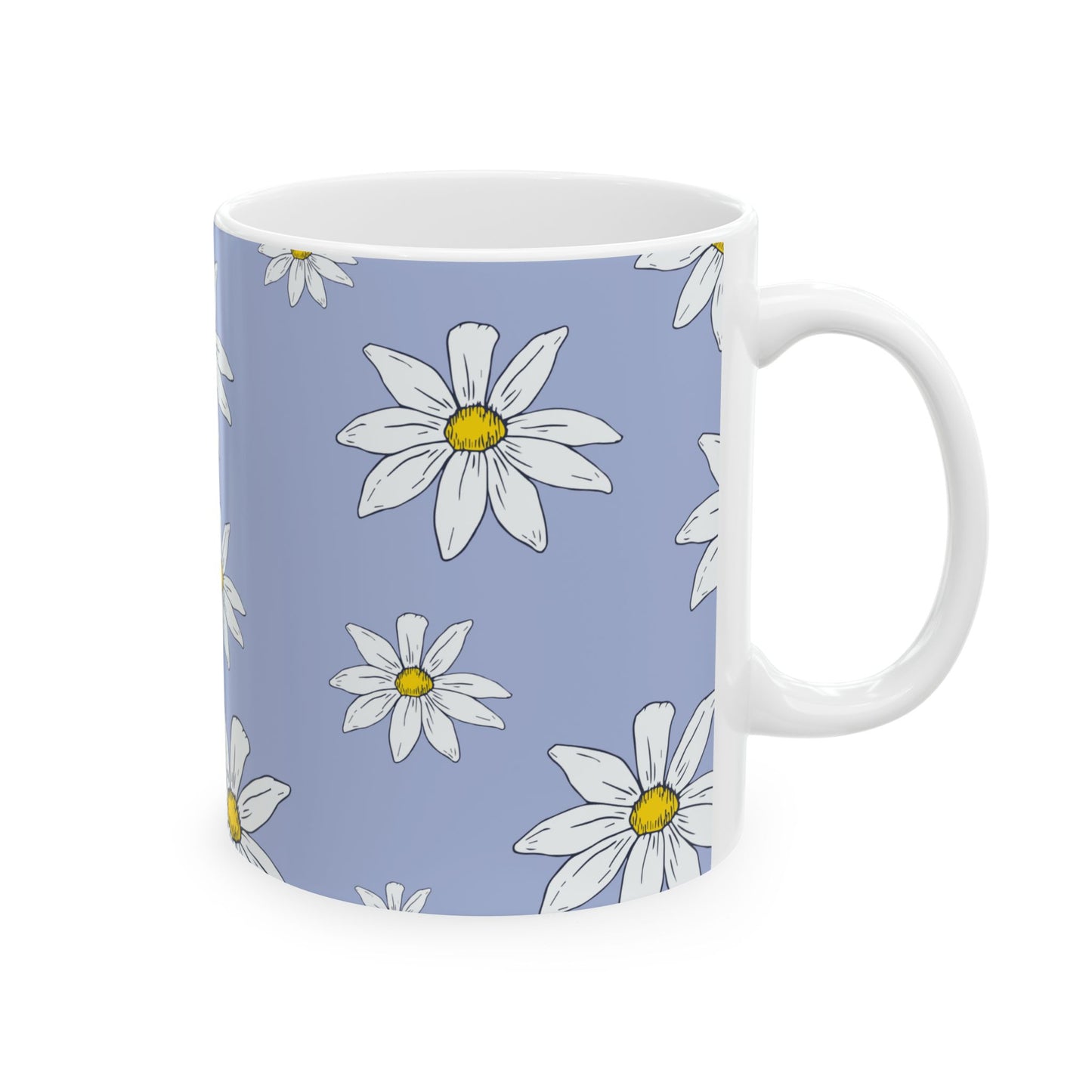 Daisies on Light Blue Ceramic Mug 11oz