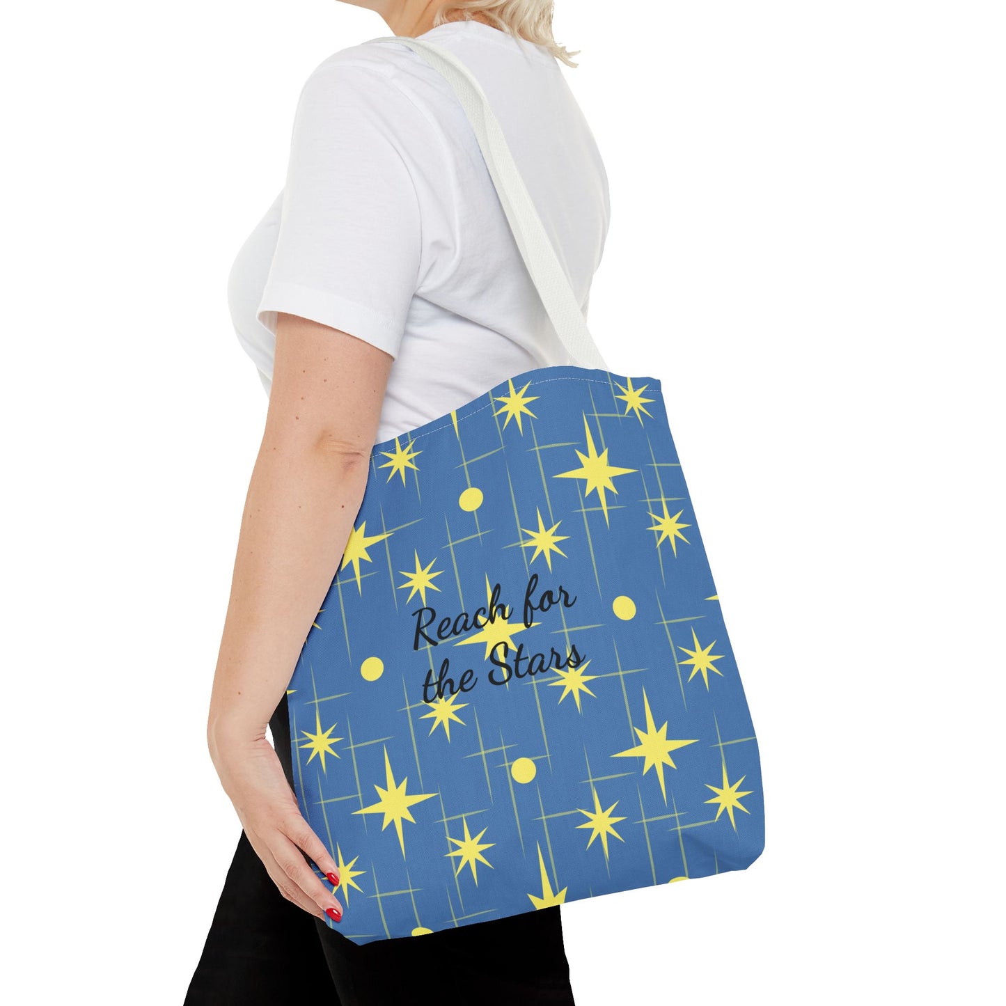 Reach for the Stars Tote Bag — Inspirational Star Pattern All-Over Print