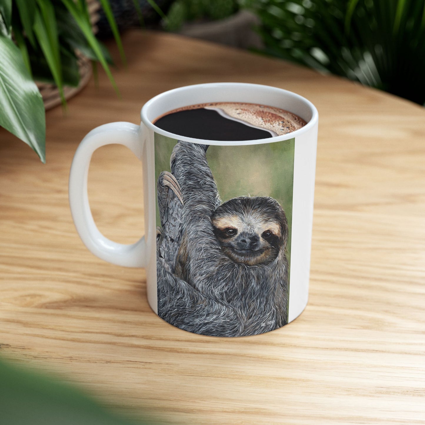 Sloth Portrait Ceramic Mug — Cute Lazy Sloth Coffee Cup (11oz, 15oz)
