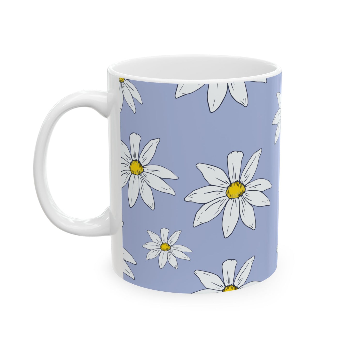 Daisies on Light Blue Ceramic Mug 11oz