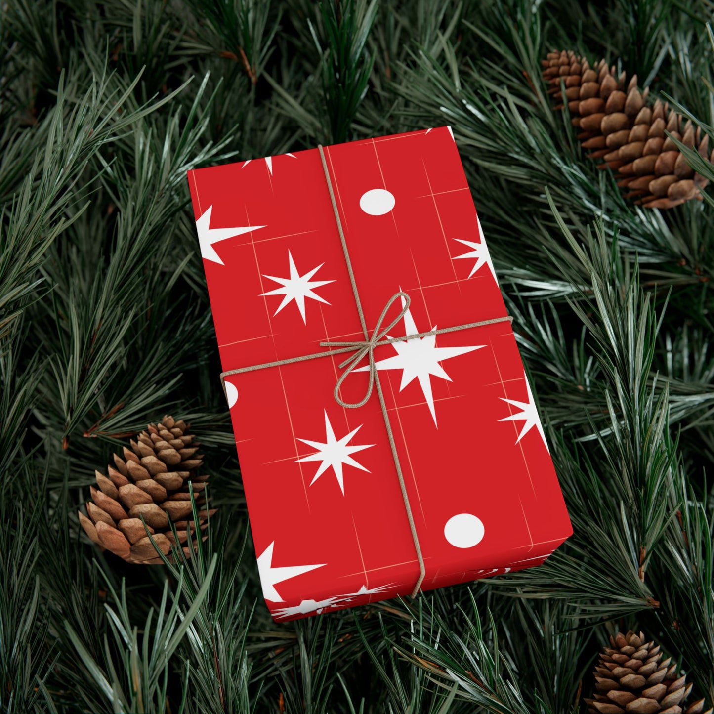 Christmas Star Red Gift Wrap Paper