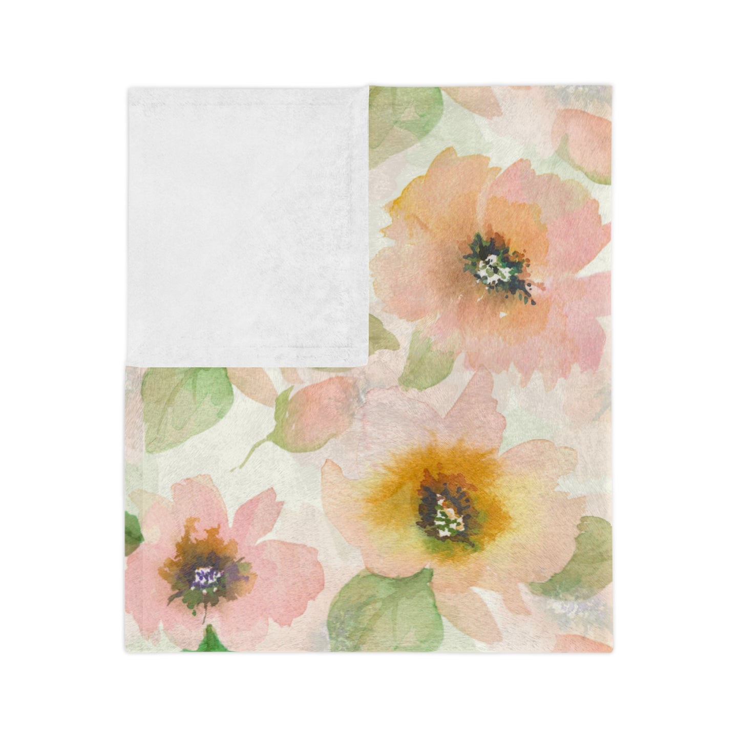 Pink Floral Velveteen Microfiber Blanket