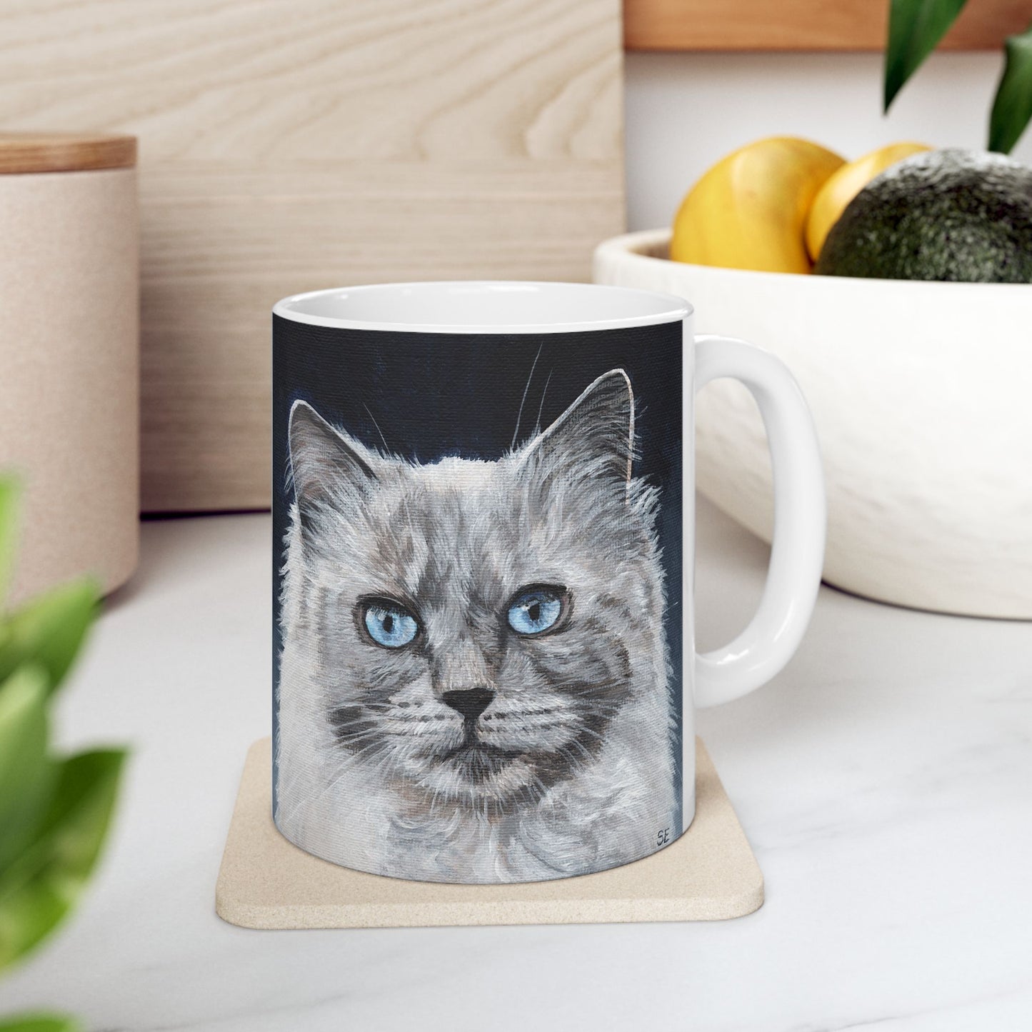 Ragdoll Cat Ceramic Mug — Blue-Eyed Cat Portrait Coffee Cup (11oz & 15oz)