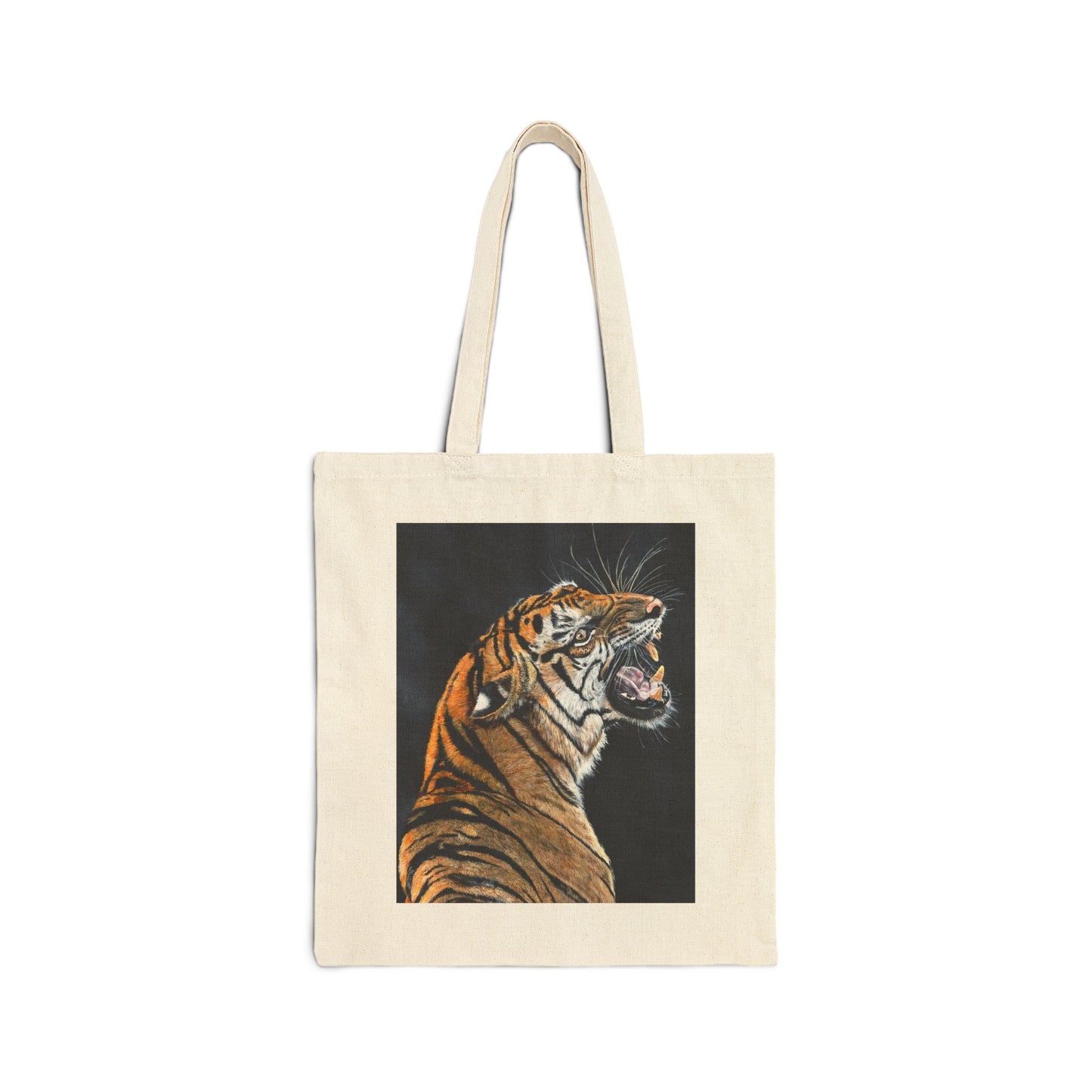 Roaring Tiger Canvas Tote Bag — Eco-Friendly Animal Art Shopper