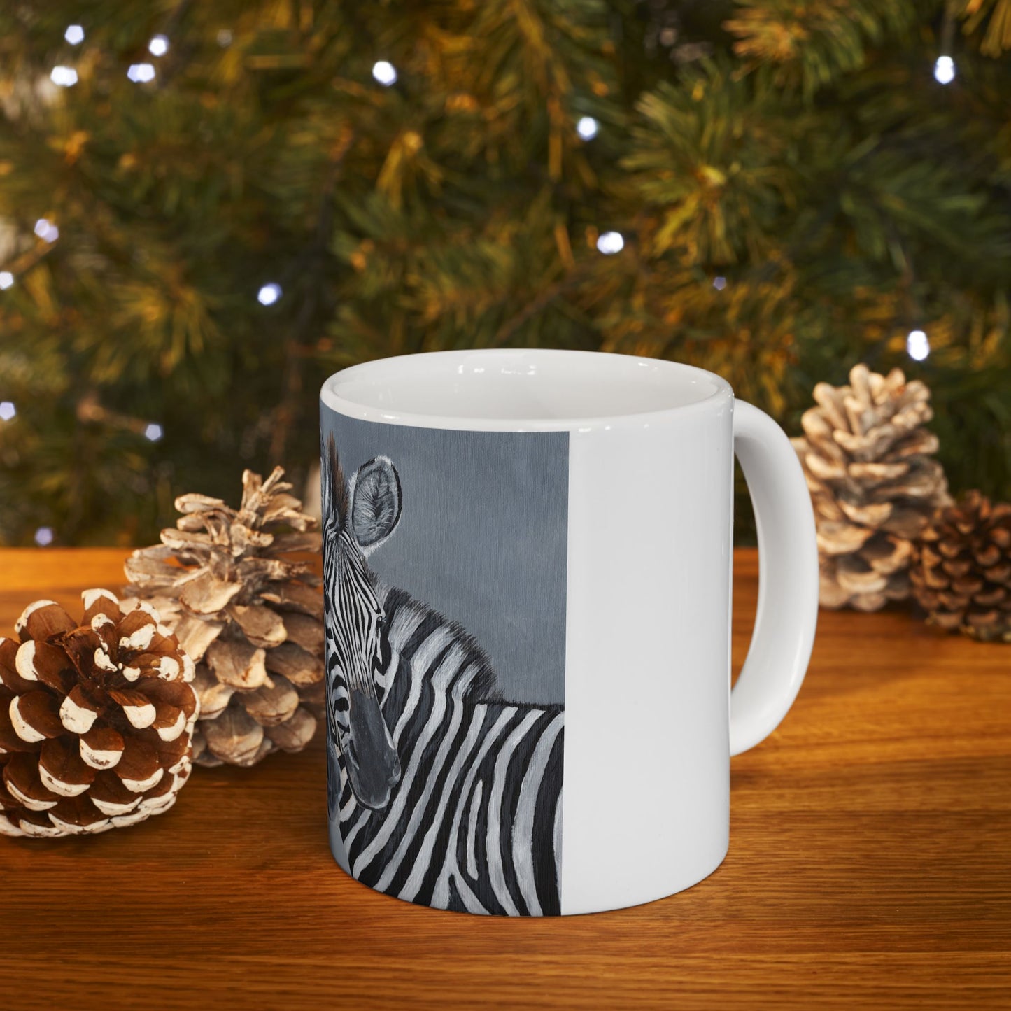 Zebra Pair Ceramic Mug — Black & White Animal Art Coffee Cup (11oz, 15oz)