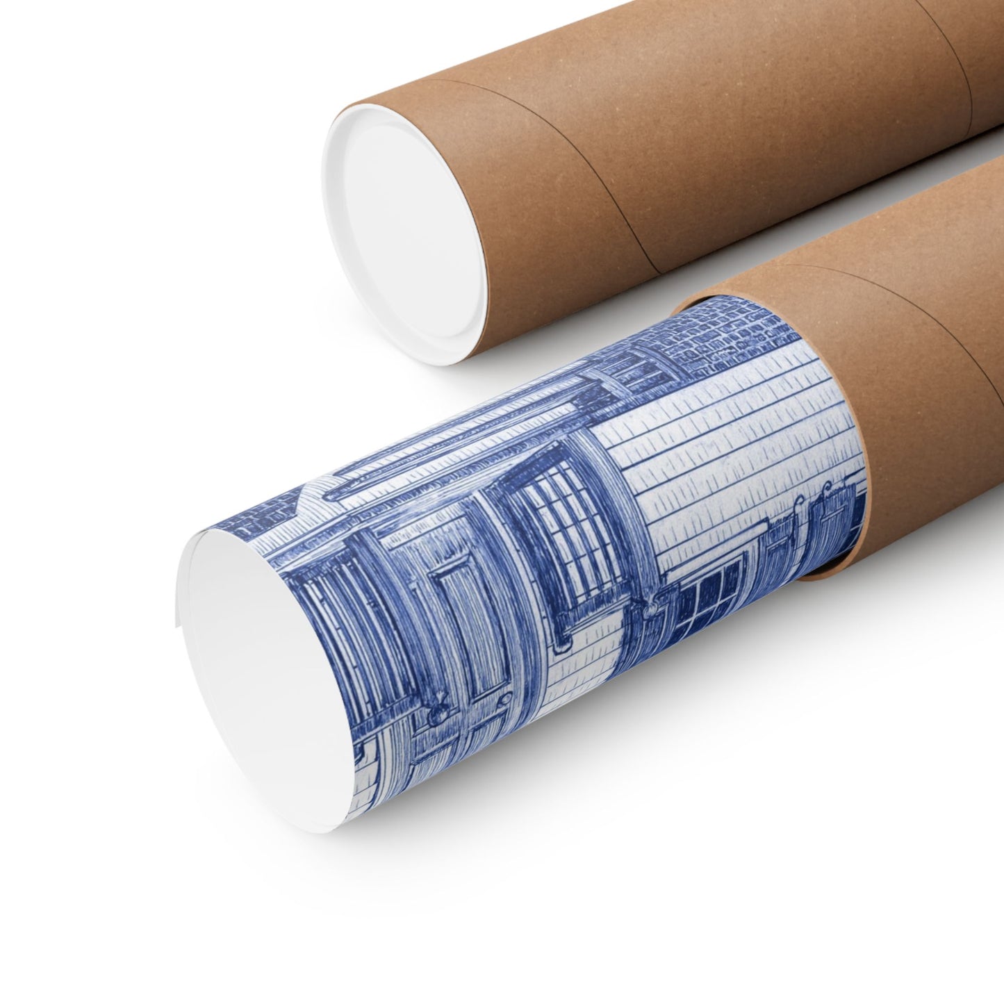 Colonial Williamsburg's Millinery Row Poster in Blue — Matte Horizontal Wall Art