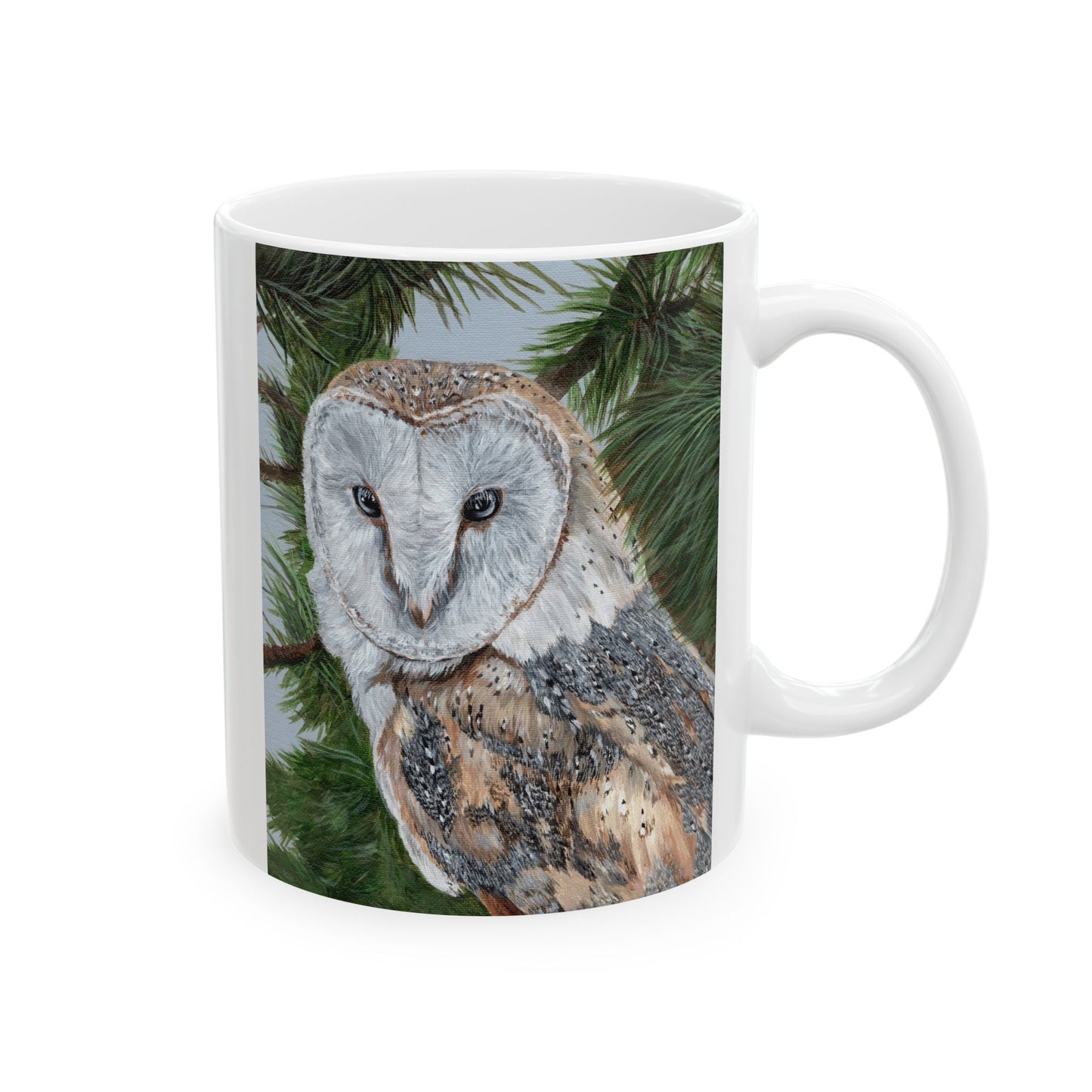 Barn Owl Ceramic Mug — Detailed Wildlife Art Coffee Cup (11oz & 15oz)