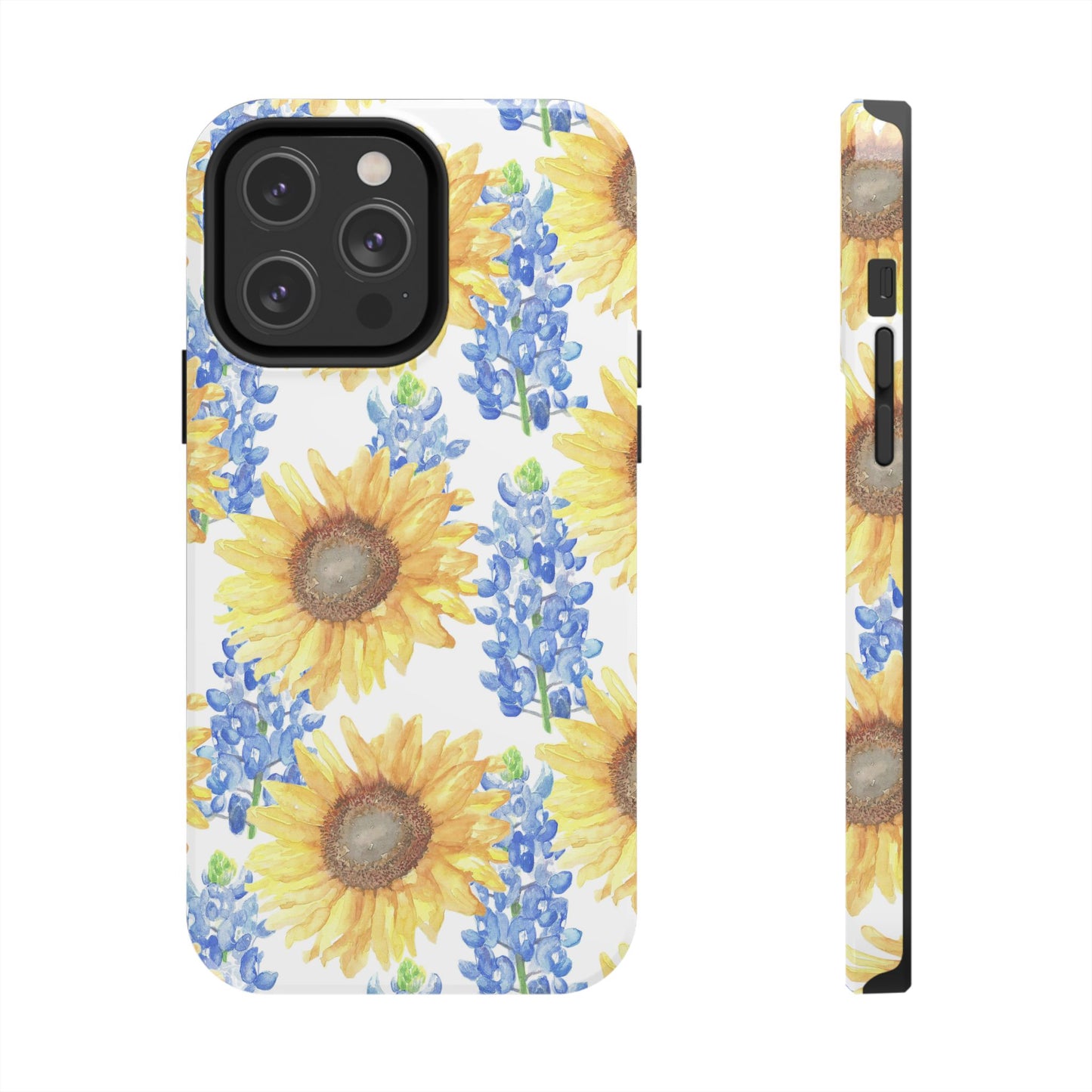 Sunflower and Bluebonnet Pattern Tough iPhone Cases