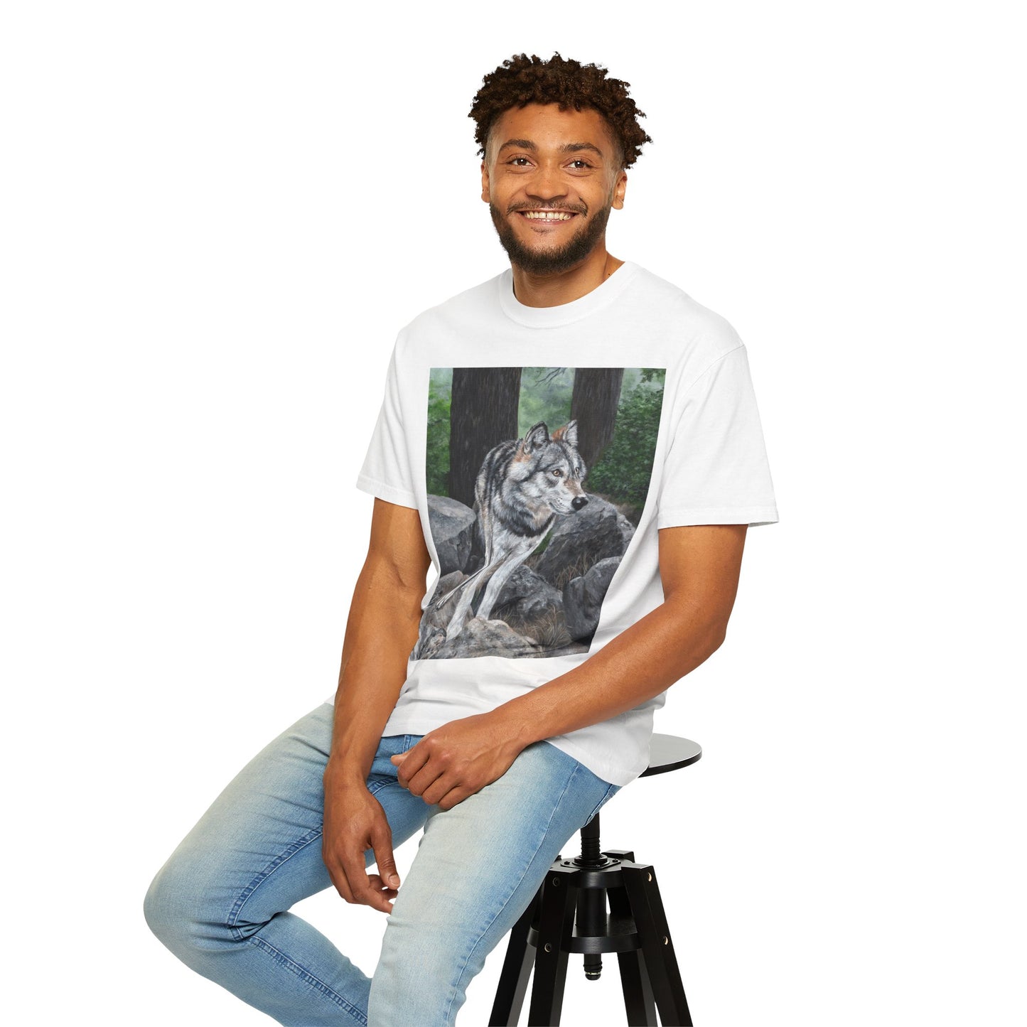 Wolf Portrait T‑Shirt — Realistic Forest Wolf Graphic Tee