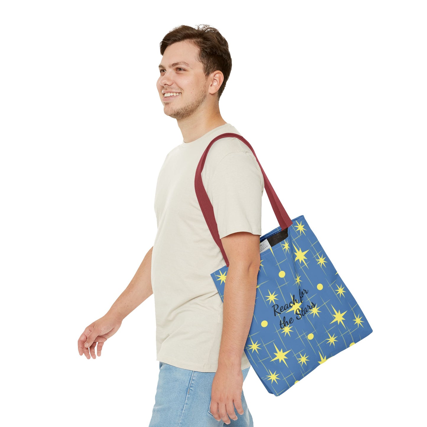 Reach for the Stars Tote Bag — Inspirational Star Pattern All-Over Print