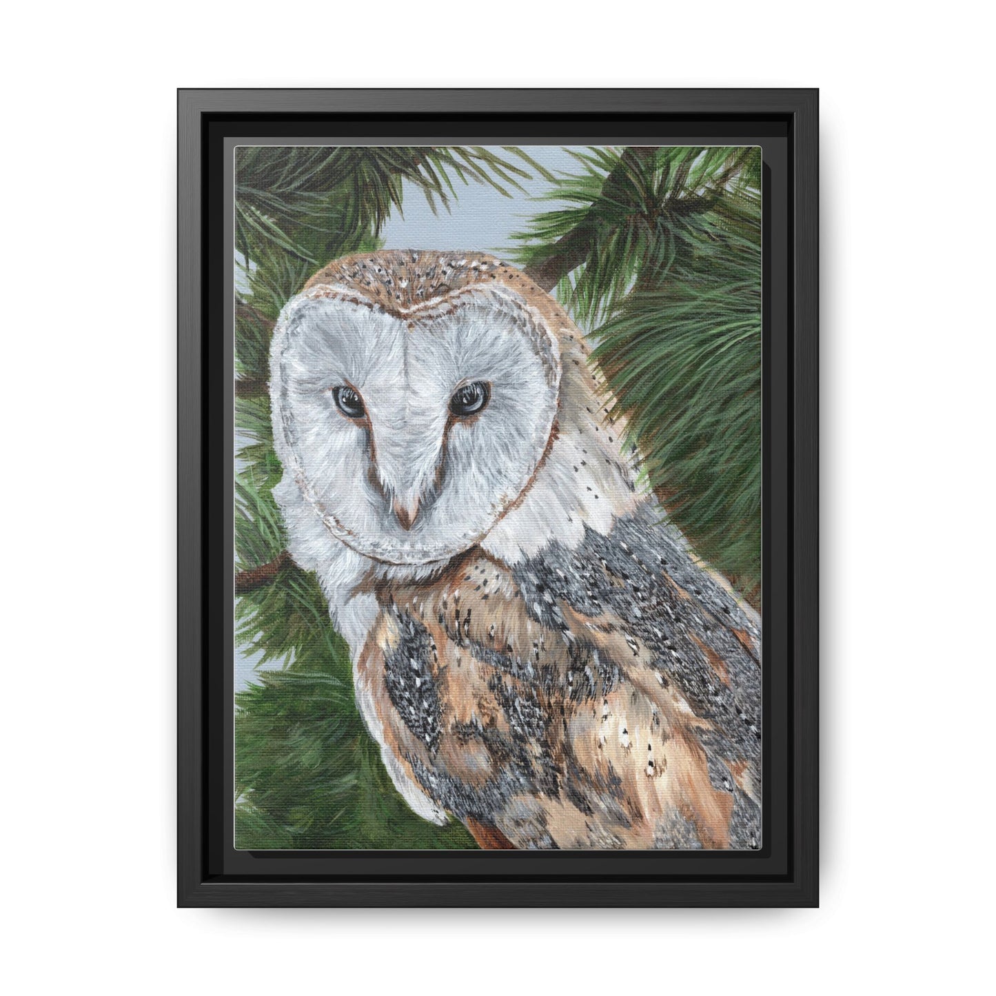 Barn Owl Matte Canvas Framed Art — Wildlife Wall Decor for Nature Lovers