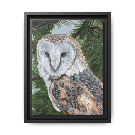 Barn Owl Matte Canvas Framed Art — Wildlife Wall Decor for Nature Lovers