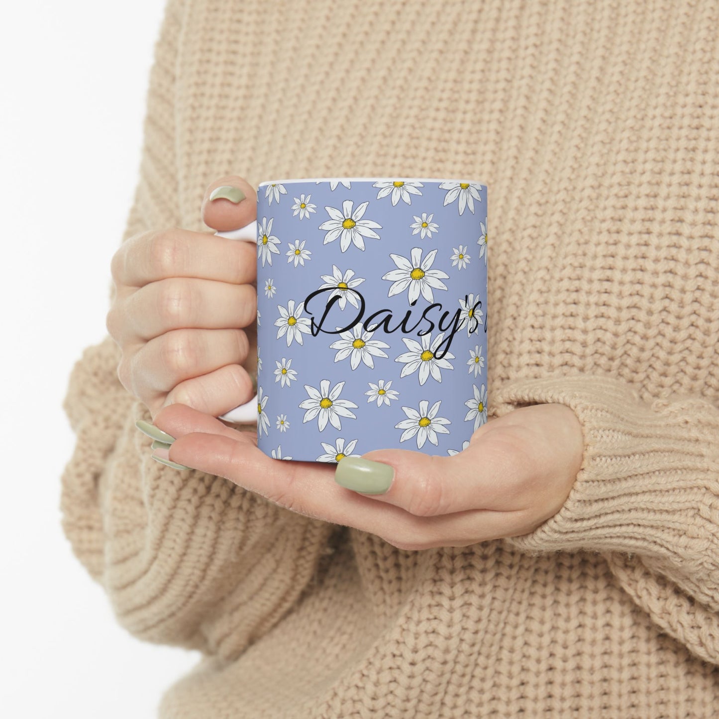 Daisy Pattern Ceramic Mug – Personalized Floral Coffee Cup (11oz & 15oz)