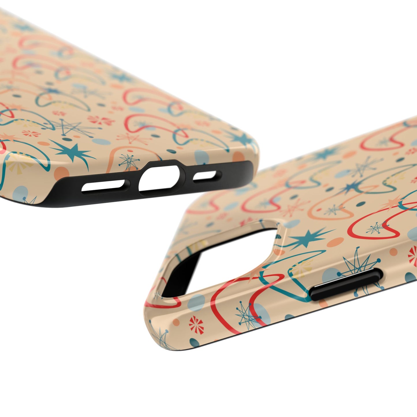 1950s Atomic Age Retro Pattern in Beige Tough iPhone Case