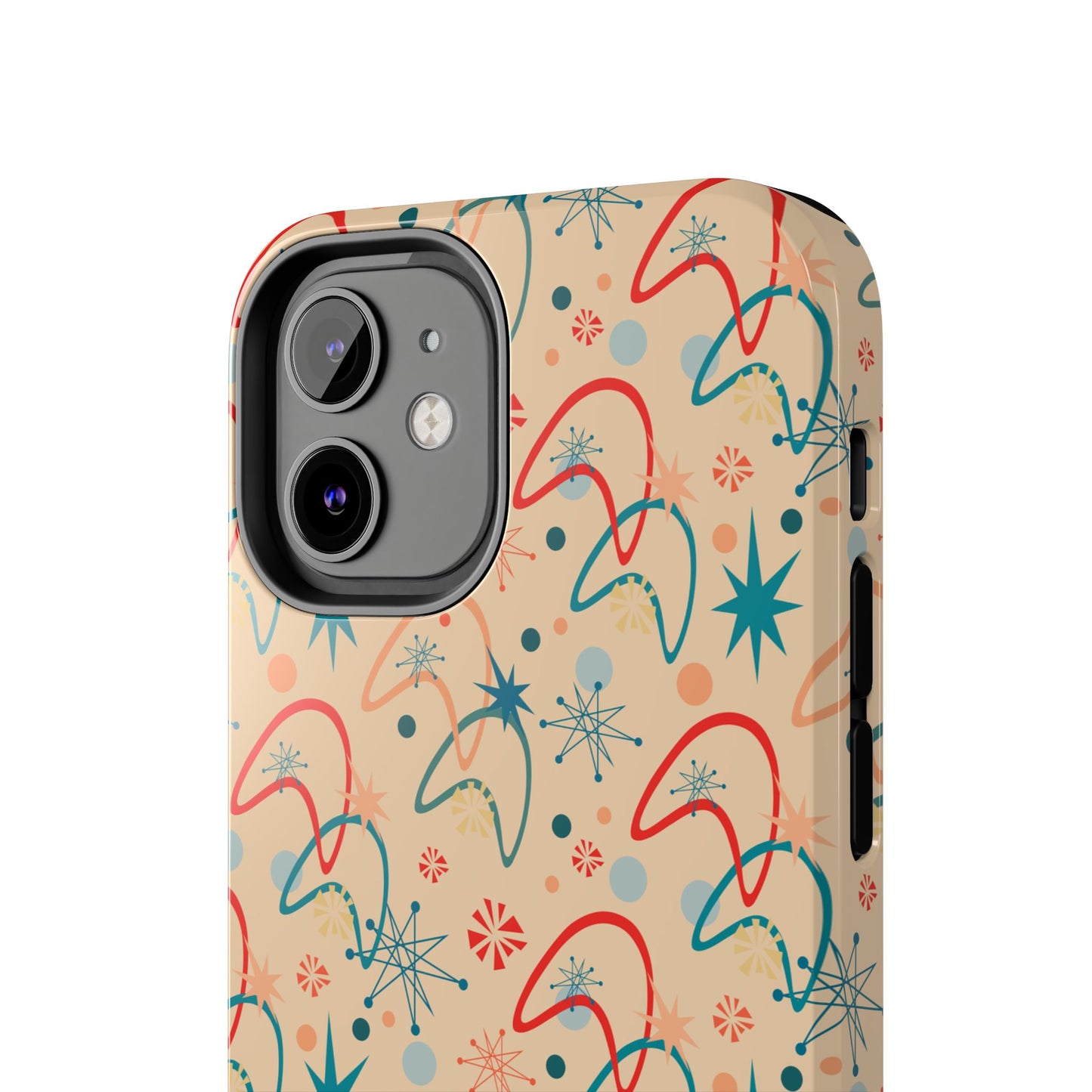 1950s Atomic Age Retro Pattern in Beige Tough iPhone Case