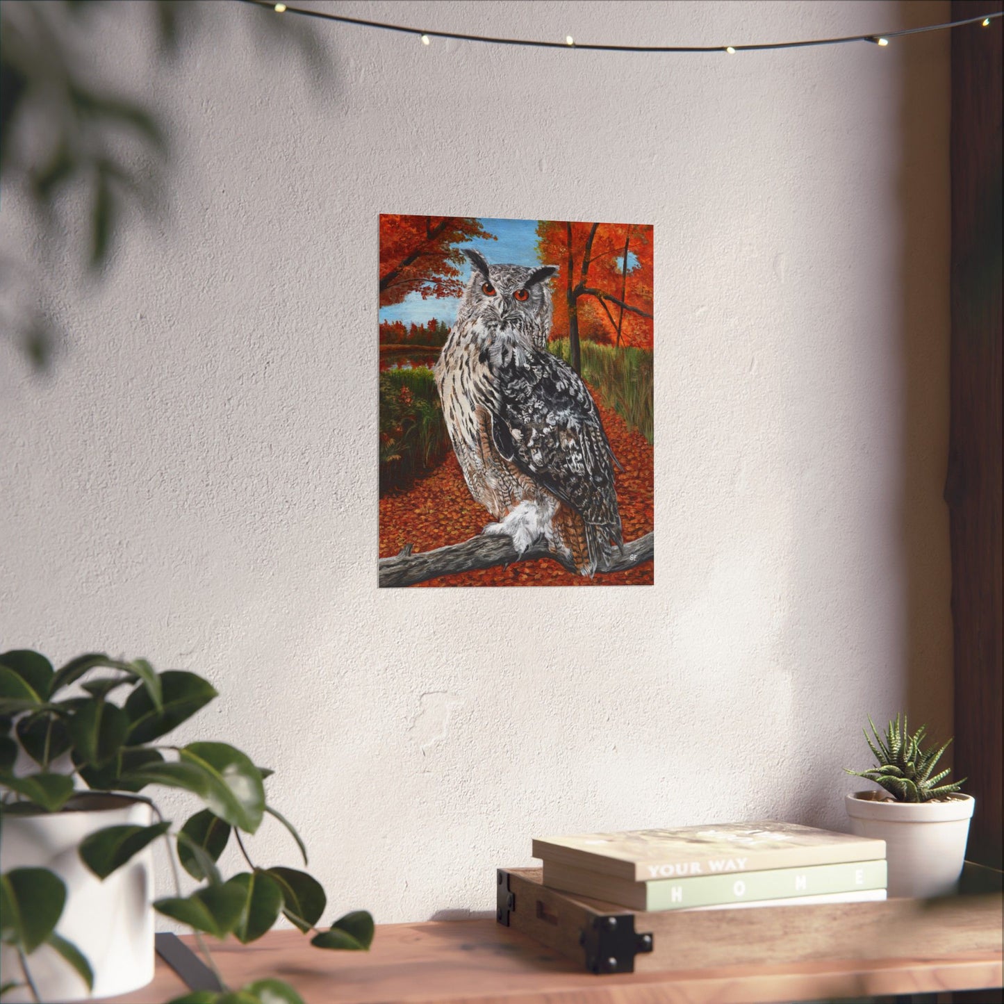 Owl in Autumn Matte Poster — Wildlife Wall Art Print