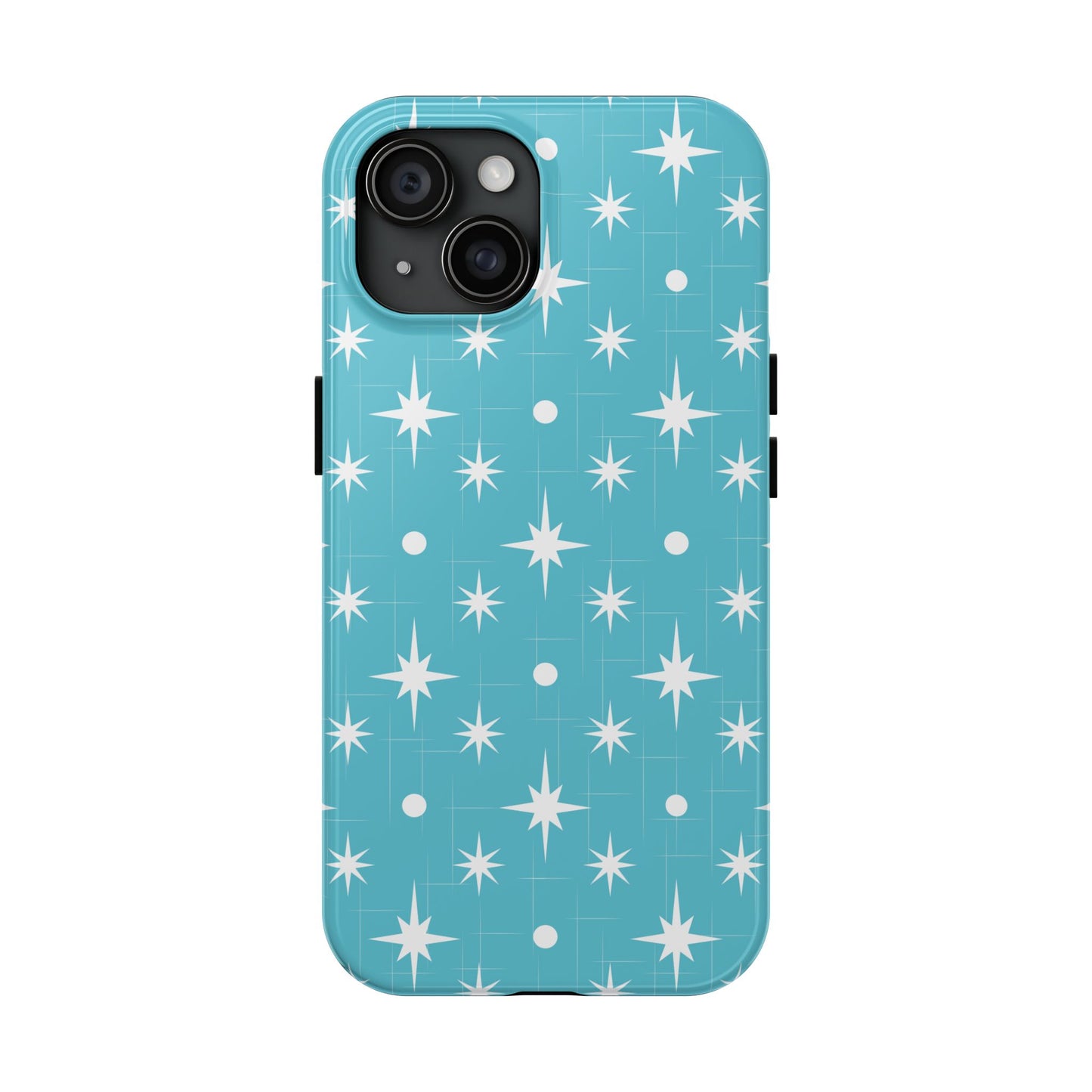 1950s Retro Star Pattern on Blue Tough iPhone Cases