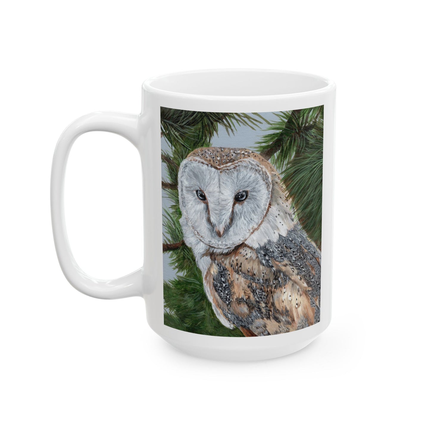 Barn Owl Ceramic Mug — Detailed Wildlife Art Coffee Cup (11oz & 15oz)