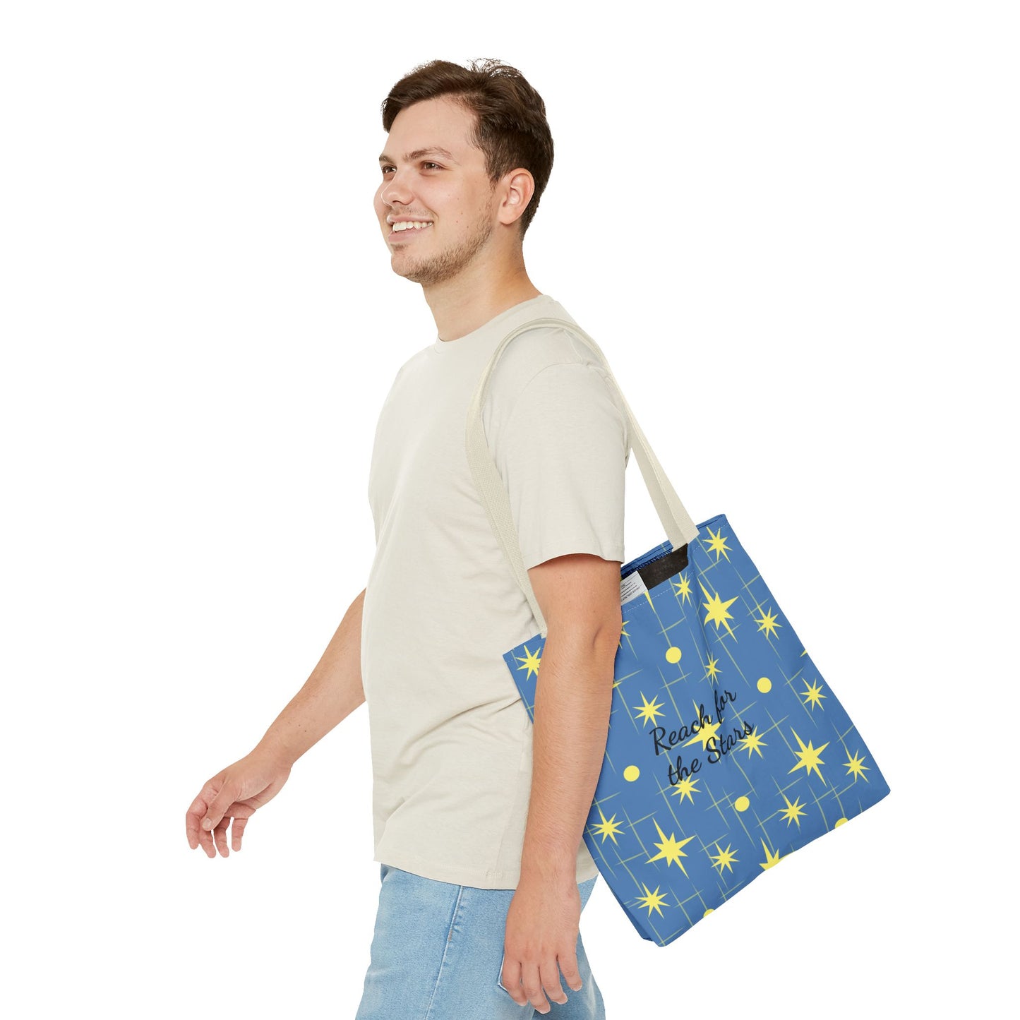 Reach for the Stars Tote Bag — Inspirational Star Pattern All-Over Print