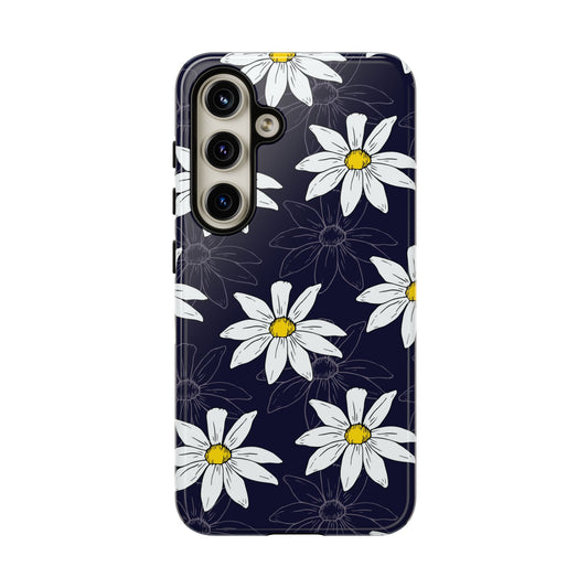 Daisies on Dark Blue Accent Phone Case