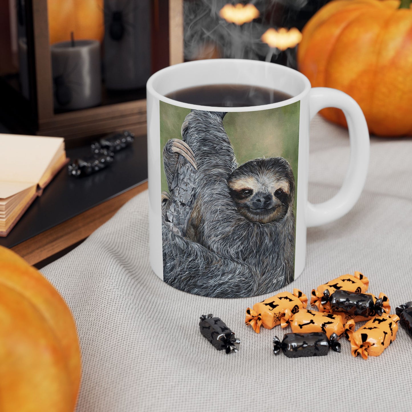 Sloth Portrait Ceramic Mug — Cute Lazy Sloth Coffee Cup (11oz, 15oz)