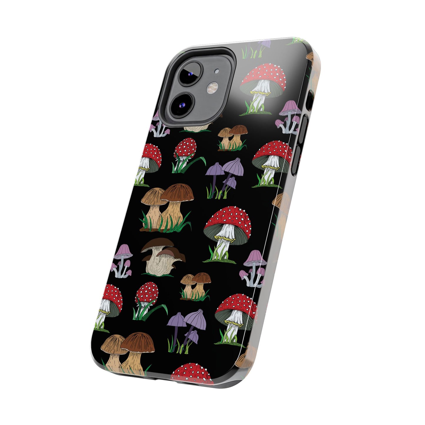 Mushroom Pattern on Black Tough iPhone Cases